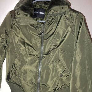 Fashion Nova Khaki Green Bomber Jacket